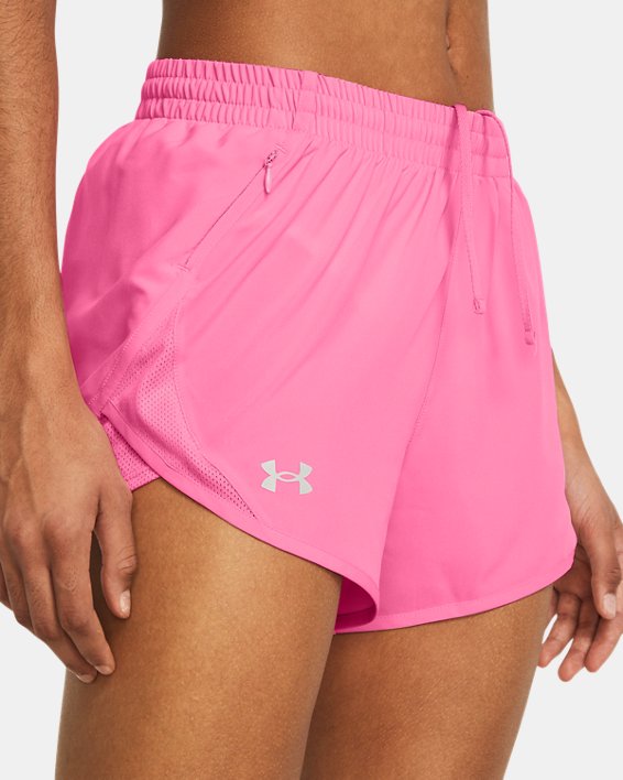 Women's UA Fly-By 3" Shorts, Pink, pdpMainDesktop image number 3
